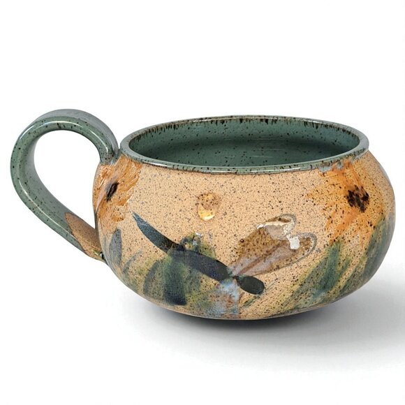 Set of Two Dragonfly Pottery Soup Bowl Mug Dragon Fly - Picture 6 of 9